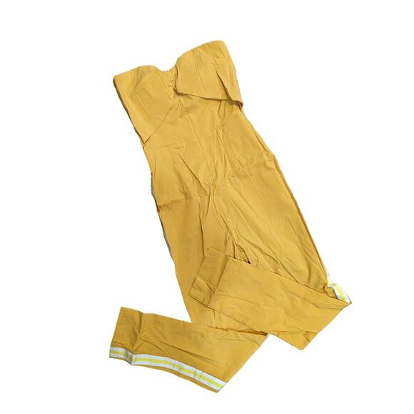 NWT Uniq Yellow Strapless Zipper Back Ankle Length Romper w/Side Stripes size m - Picture 3 of 7